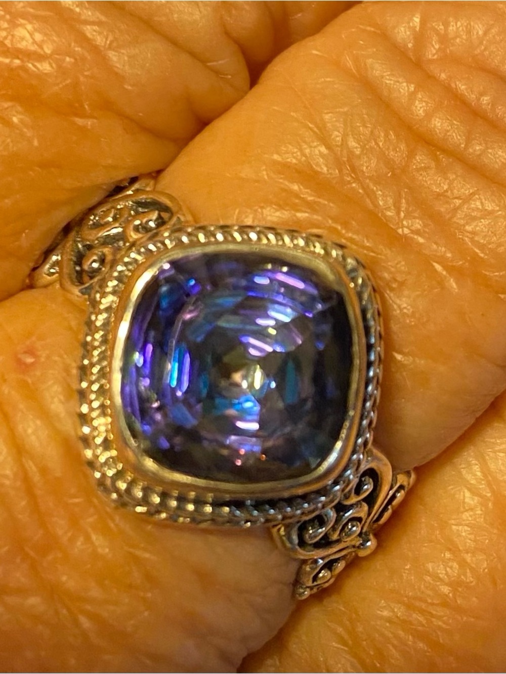 Sarda .925 Sterling Silver Moonlight (tm) Mystic Topaz Statement Ring - Size 10